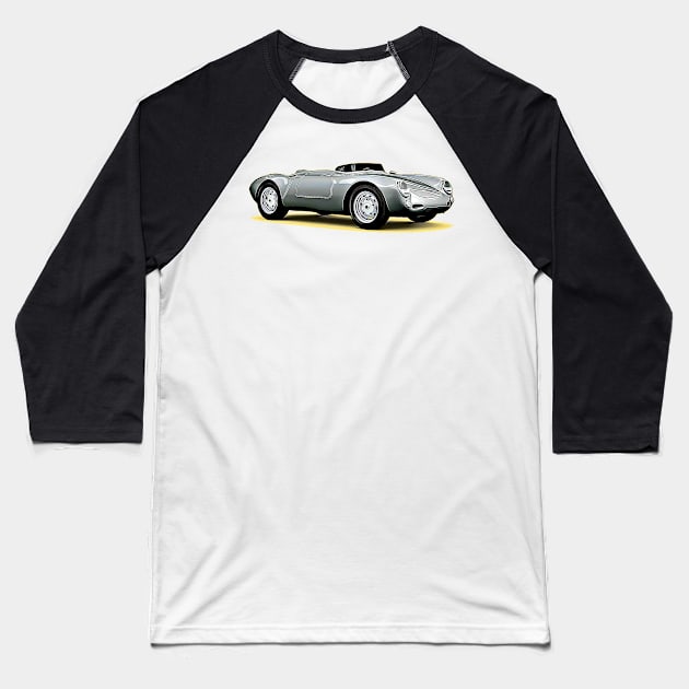 550 Spyder Cartoon Baseball T-Shirt by Auto-Prints